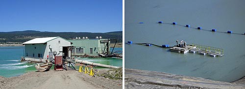 Decant barges on a tailings facility